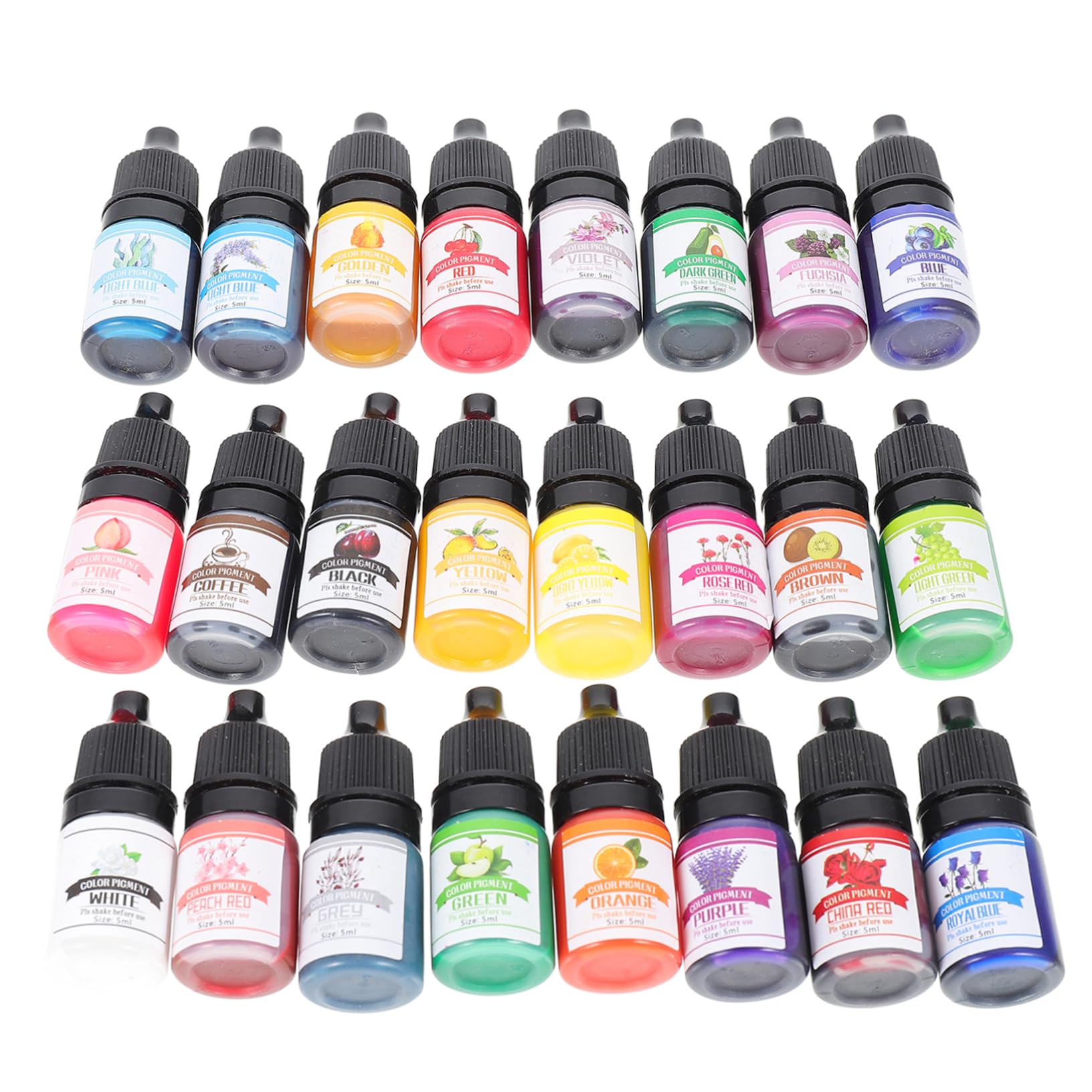 OSALADI 24 Farben Konzentriertes Epoxidharz Pigment UV Harzfarbstoff Kunststoff für Selbstgemacht Harzarbeiten und Resin Färbung