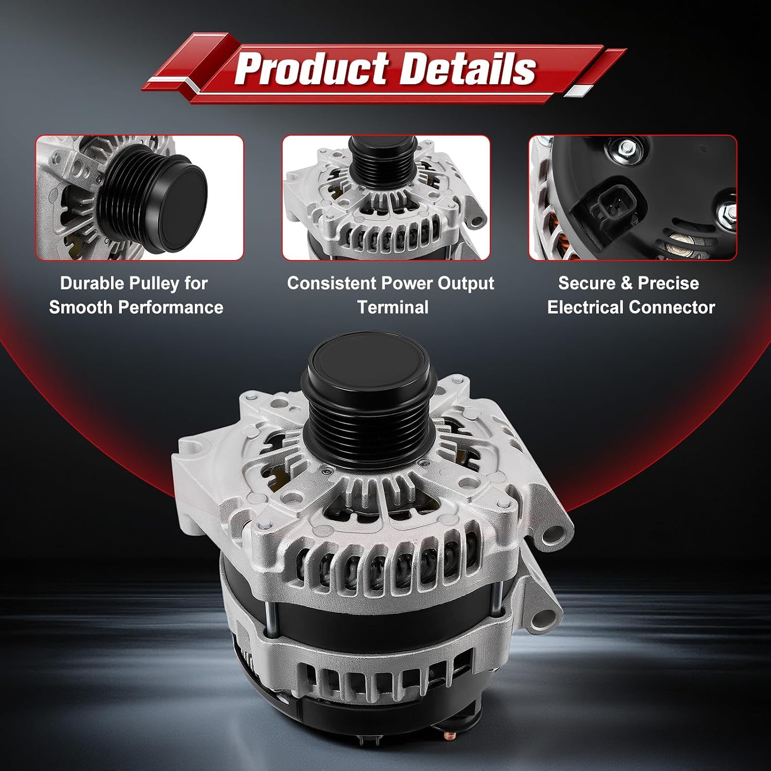4210007181 Alternator 12V 180A Compatible with 2017-2020 Chrysler Pacifica 2020 Chrysler Voyager, 3.6L V6 6-Groove Decoupler Pulley Clockwise Replace 56029732AB