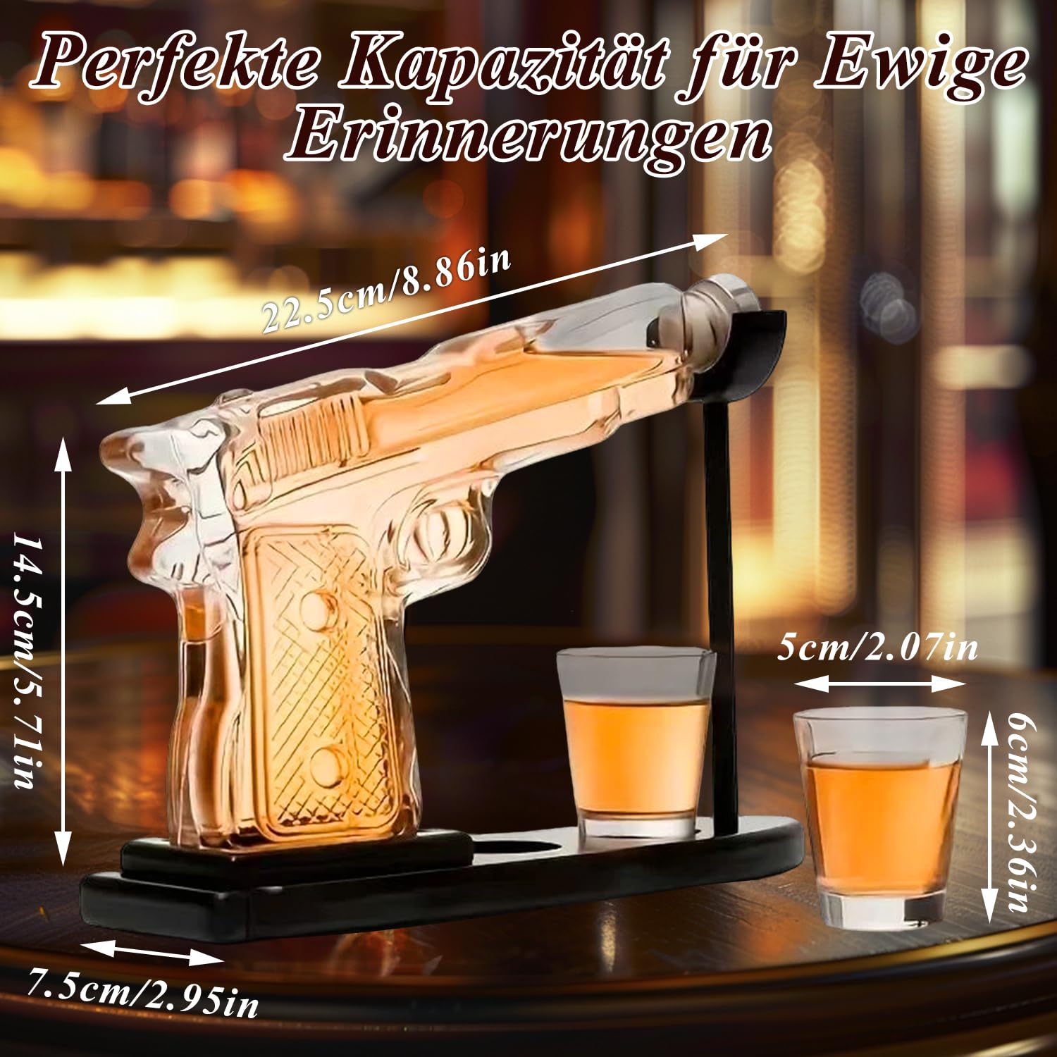 Carafe à Whisky En Forme De Pistolet Avec 2 Verres à Shot - Cadeau Original Pour Homme | Fête Des Pères, Anniversaire