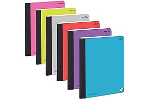 Enday Composition Notebooks: 6-Pack Wide-Ruled Hardcovers in Vibrant Hues, Including Grey