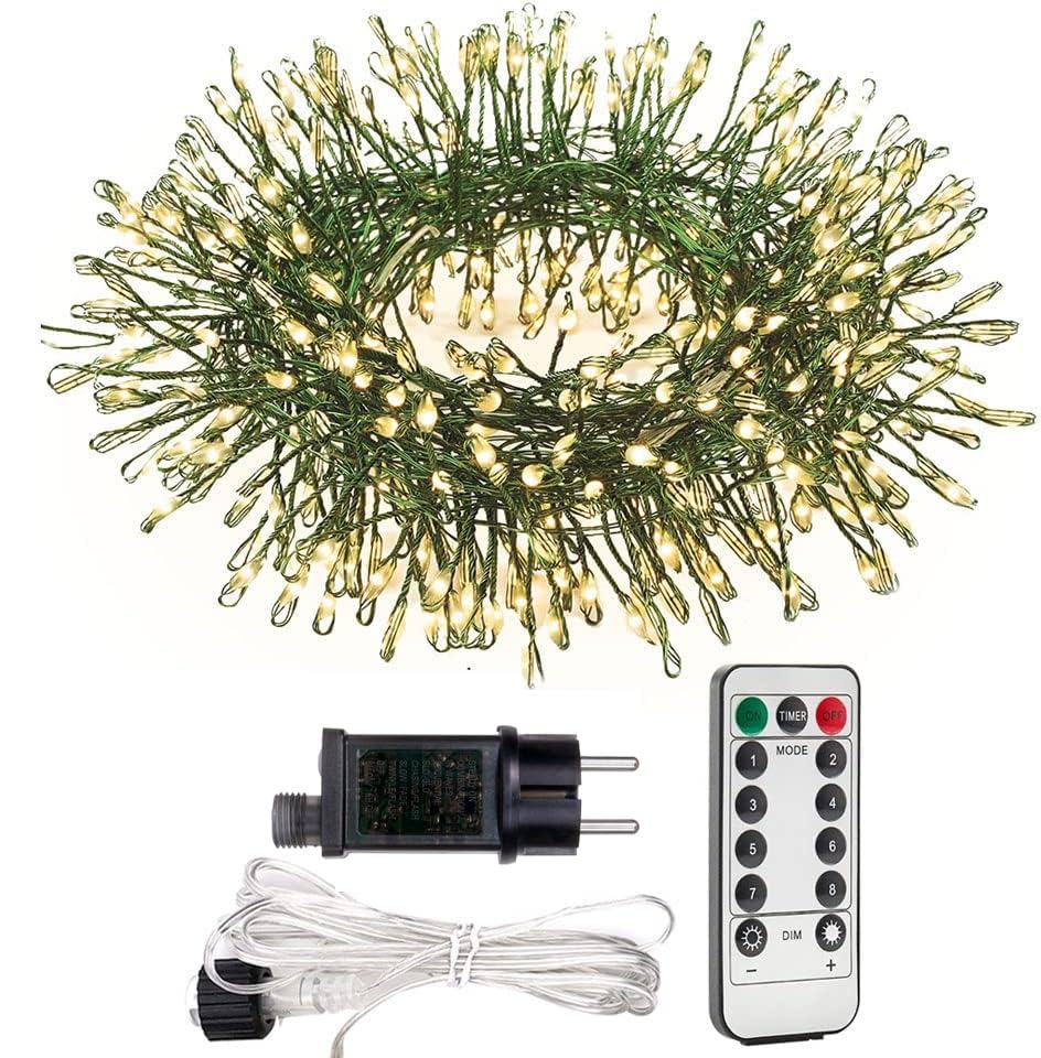 WEGRASY Feuerwerks-Lichterkette mit Stecker, 3 m, 100 LEDs, silberner Draht, für den Außen- und Innenbereich sowie den Garten, warmweiß