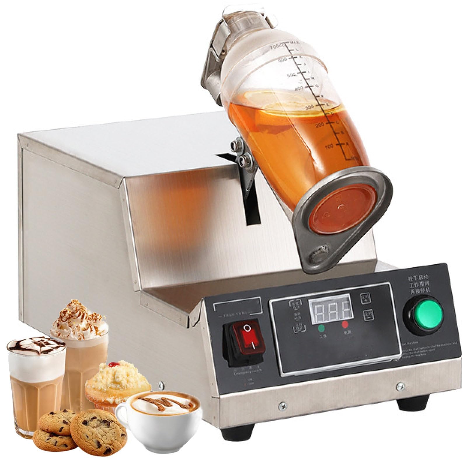 Wytrząsarka do mleka o mocy 80 W z cyfrowym wyświetlaczem, elektryczna wytrząsarka do mleka o pojemności 530 ml/700 ml, timer 1–180 s, 280 r., automatyczna maszyna do przygotowywania