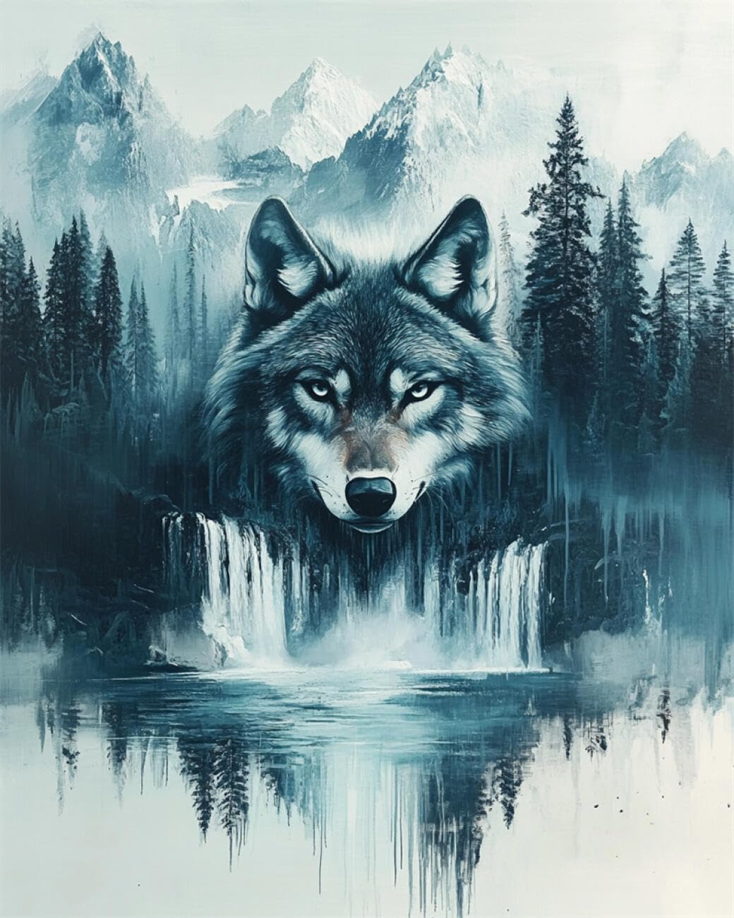 RKFLGEW DIY Embroidery Set Wolves and Scenery 50x70cm