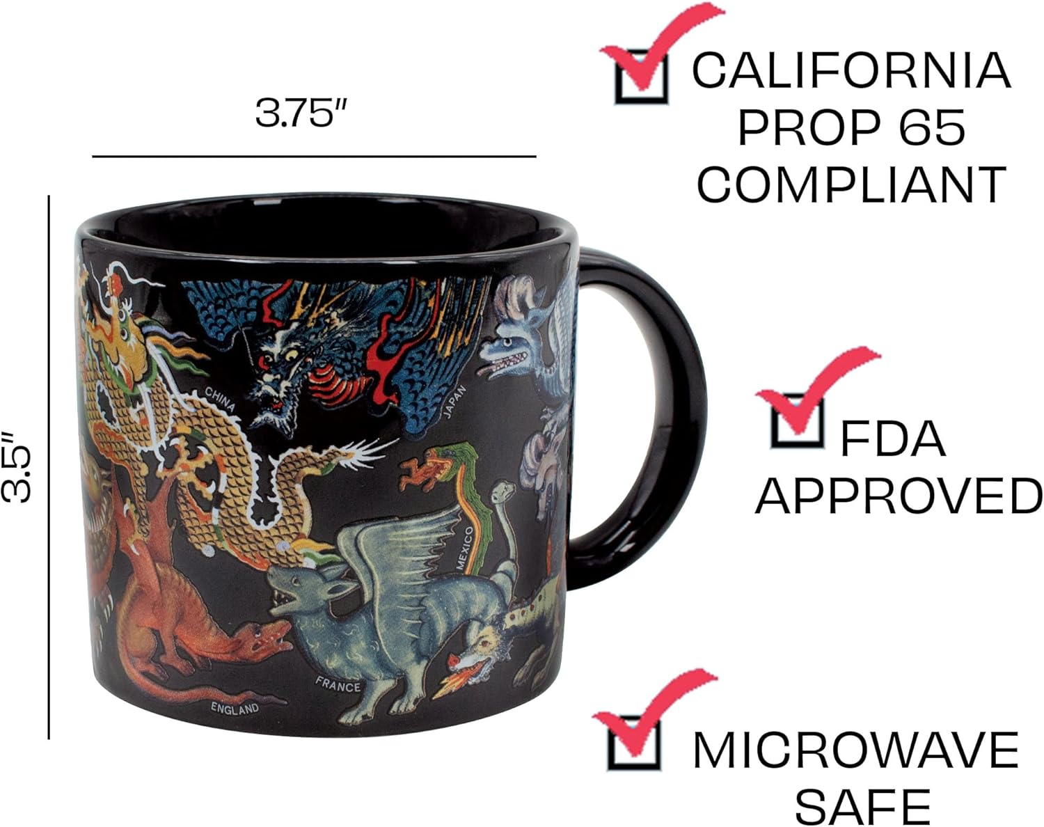 The Unemployed Philosophers Guild Dragon Mug - Features 19 Different Dragons From Around the World, Comes in Fun Box, 14 oz - Image 2