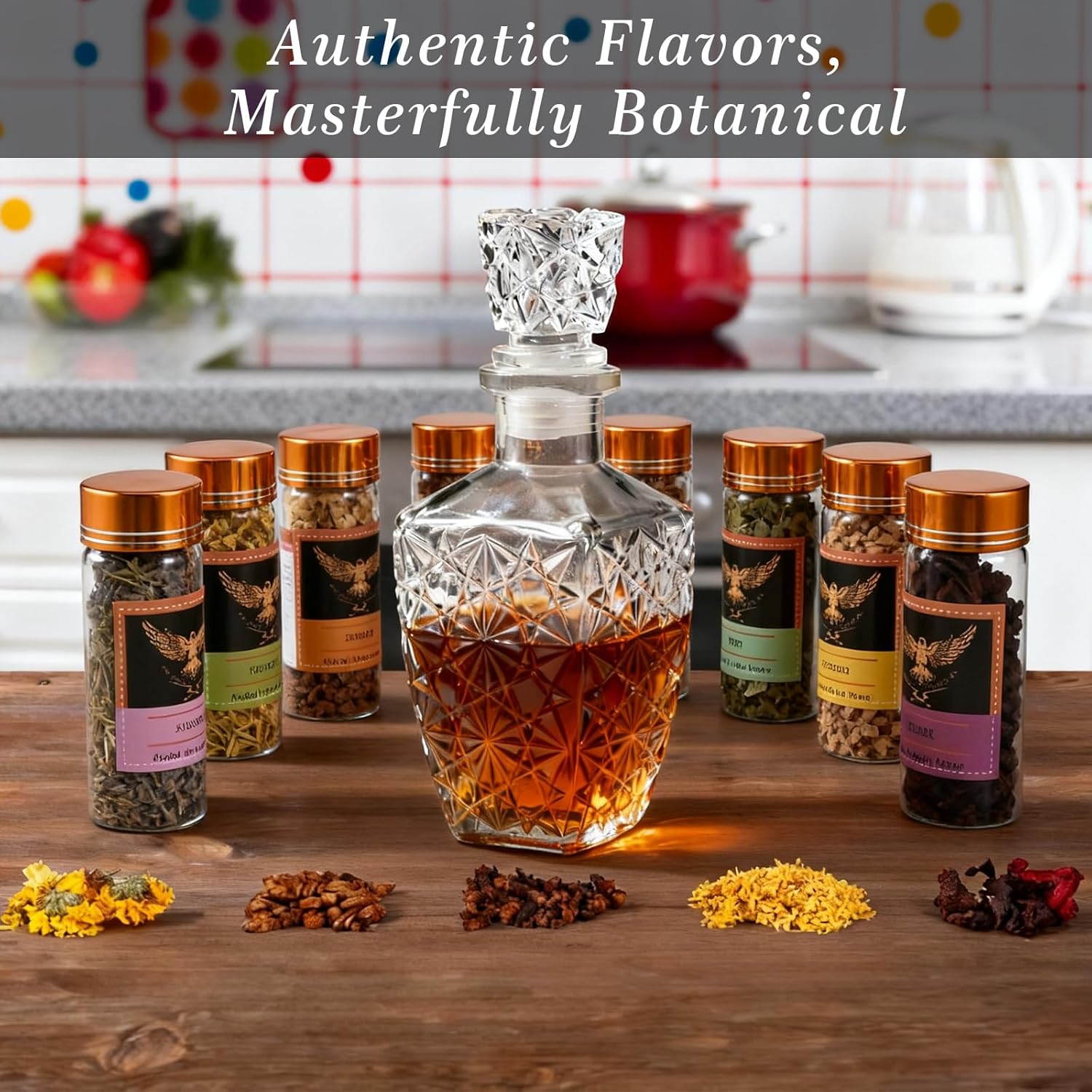 Alcohol Infusion Kit with 12 Natural Flavors for Whiskey, Gin, Tequila, Vodka & Cocktails, DIY Your Own Flavored Spirits, Unique Gifts for Men, Husband, Dad -Birthday, Anniversary