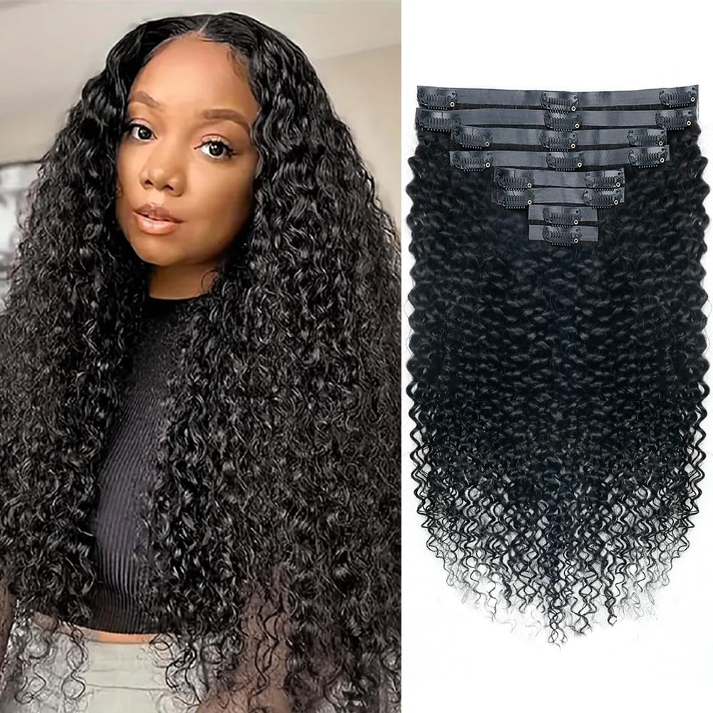 Seamless 3C 4A Kinky Curly Clip In Extension PU Weft Curly Clip in Extension Human Hair Clip Ins Full Head for Black Women Brazilian Remy Human Hair