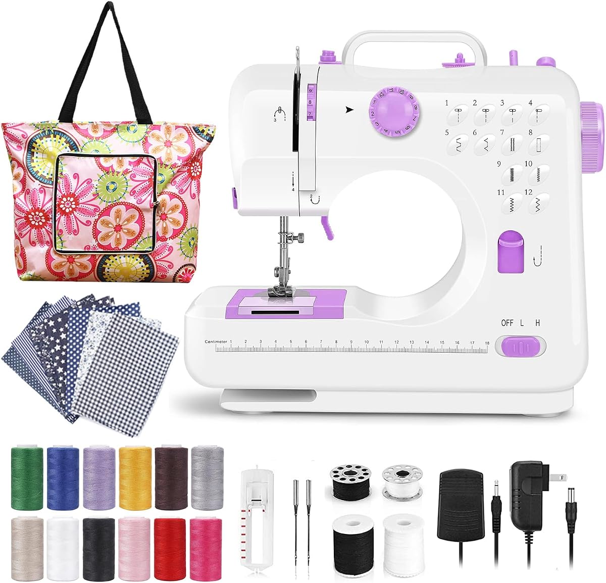 Sewing Machine for Beginners, Electric Portable Mini | 12 Built-in Stitches with Reverse Sewing, 2 Speeds Double Thread, Foot Pedal, Storage Bag