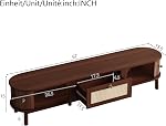 67" TV Stand with Bamboo Slat Doors & Rattan Drawers, Farmhouse Style Media Console with Sliding Doors, Rustic Entertainment Center for Living Room (Wood and Light Yellow)
