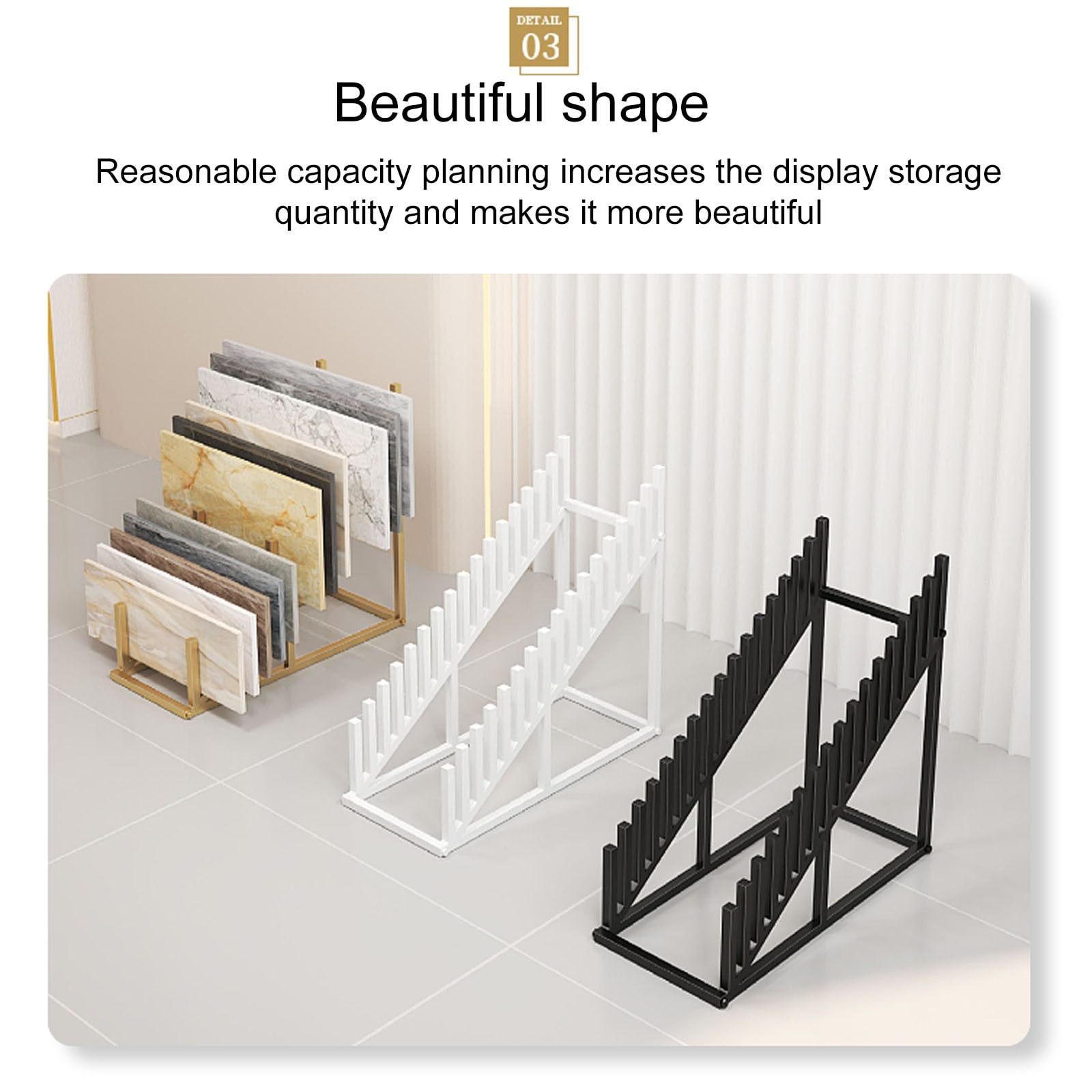 Présentoir De Dalles De Marbre Multicouches, Présentoir De Carreaux De Sol, Grand Présentoir À Échantillons en Céramique, pour Le Placement Divers BâTiment ÉChantillons(Black)