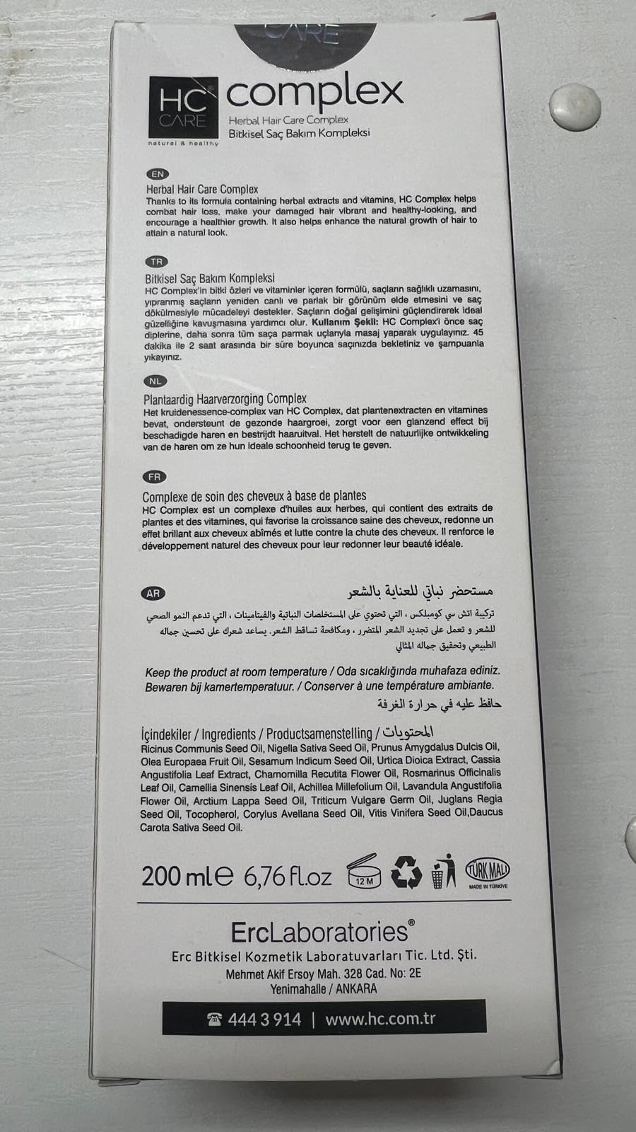 HC Care Complex Bitkisel Saç Bakım Yağı 200 ml – Pflanzenbasiertes Haarpflegeöl & Pflegekomplex, Saç Serumu ve Yağı, Für alle Haartypen, 200 ML Büyük Boy