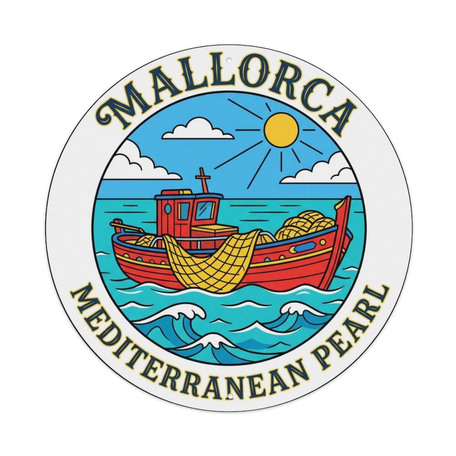 Vintage Travel Mallorca Spain Folk Metal Tin Sign