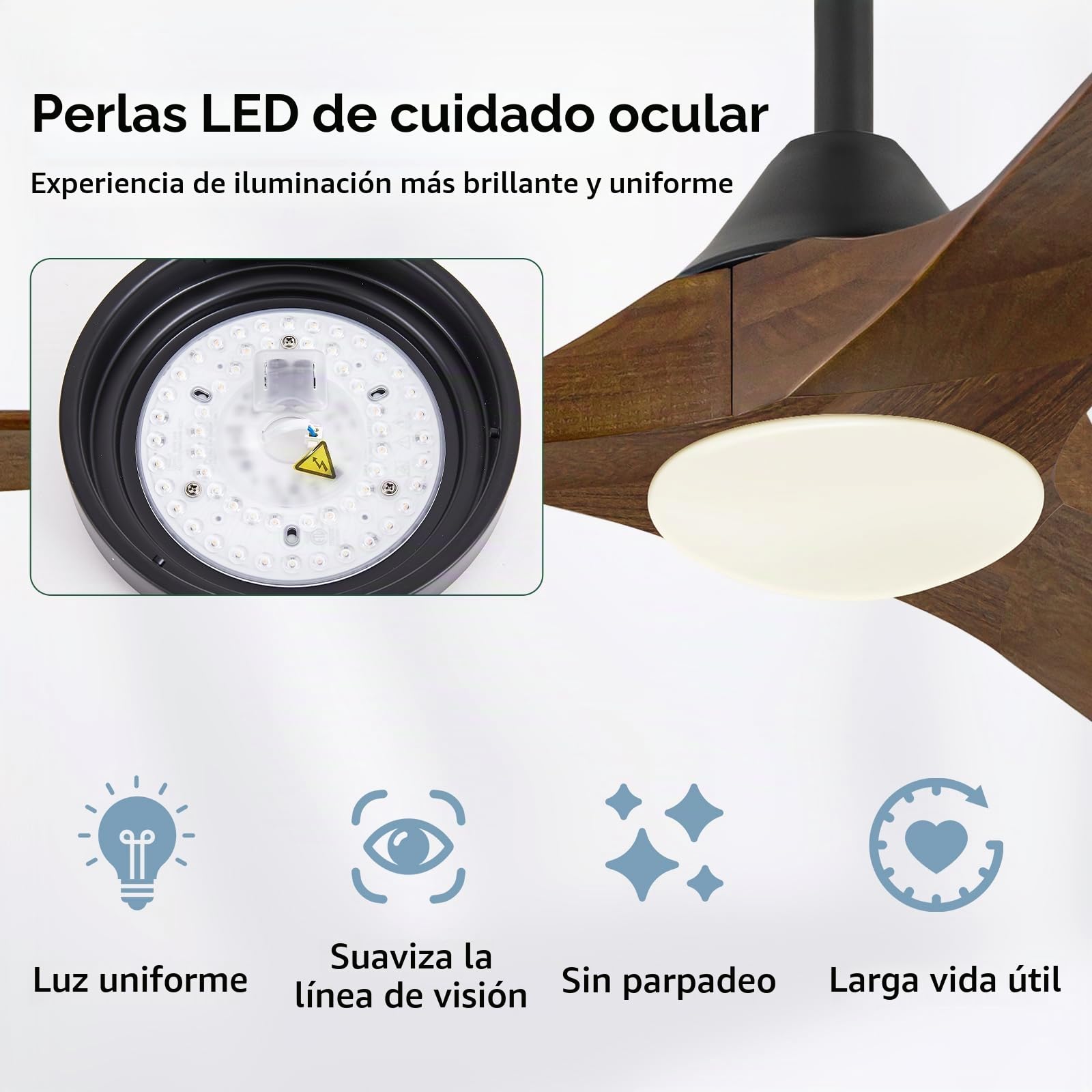 Ventilador De Techo De Madera De 178 Cm, Ventilador De Techo Exterior De 3 Aspas Con Luz, Control Remoto, Interior De Cc Silencioso Moderno, Temporizador De 6 Velocidades, Con 3 Barras Para Colgar