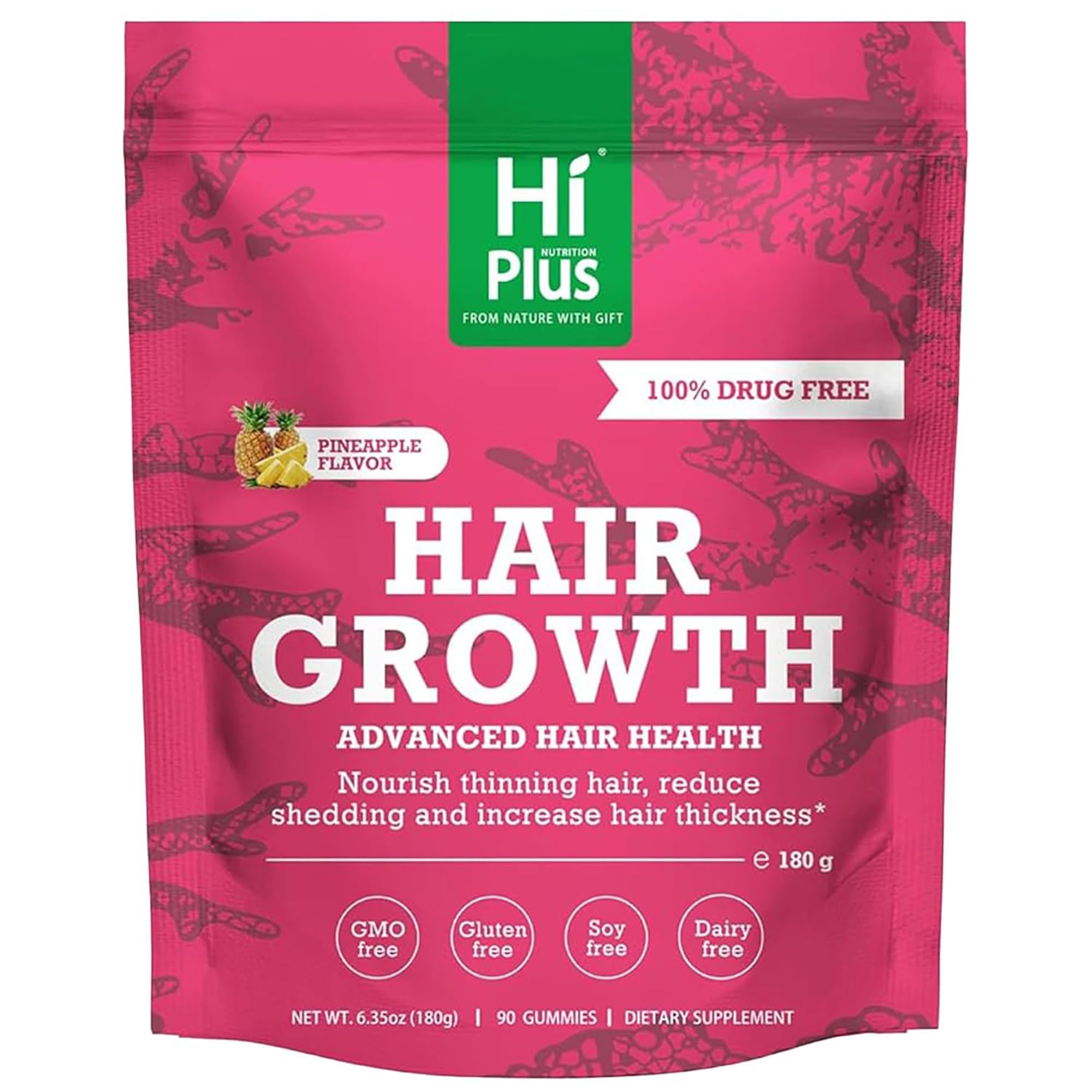 Gomme gommose per la crescita dei capelli per uomini e donne, vitamine per la crescita dei capelli con biotina, collagene, vitamina C, ferro e zinco, supporta capelli più spessi, più forti, sapore di