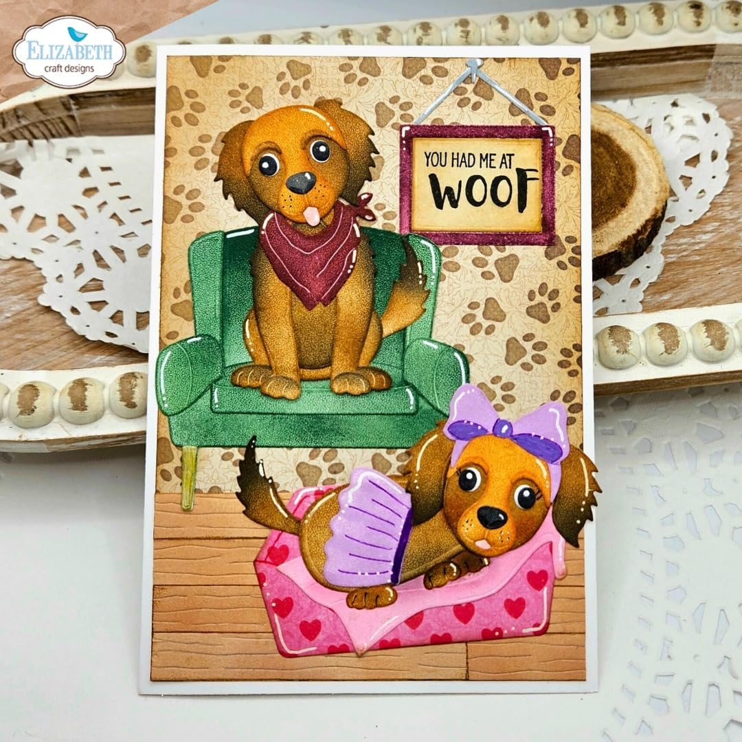 Elizabeth Craft Clear Stamps - Stamping Supplies for Scrapbooking, Card Making, and Paper Crafts - 4x6 inch Sheet with 16 Stamps, Dog Days
