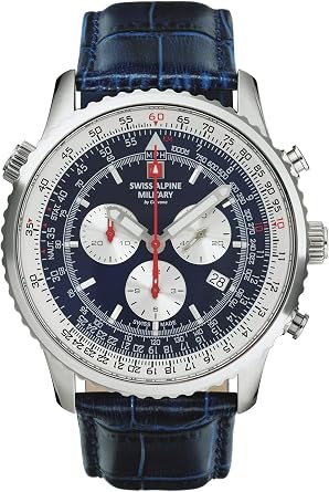 swiss alpine military men's watch analogue quartz 7078.9 leather
