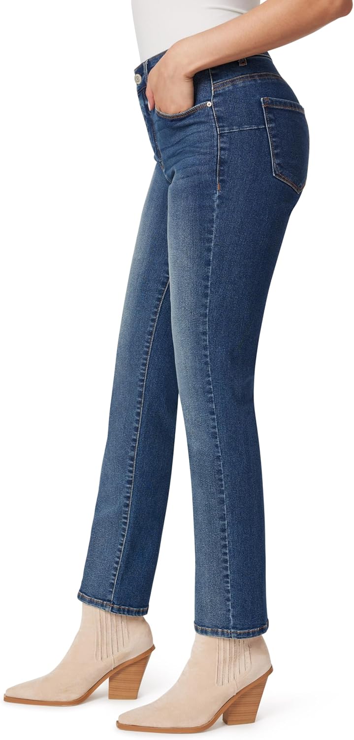 Angels Forever Young Womens Jeanie Lift Mid-Rise Straight Ankle Jeans - Image 3