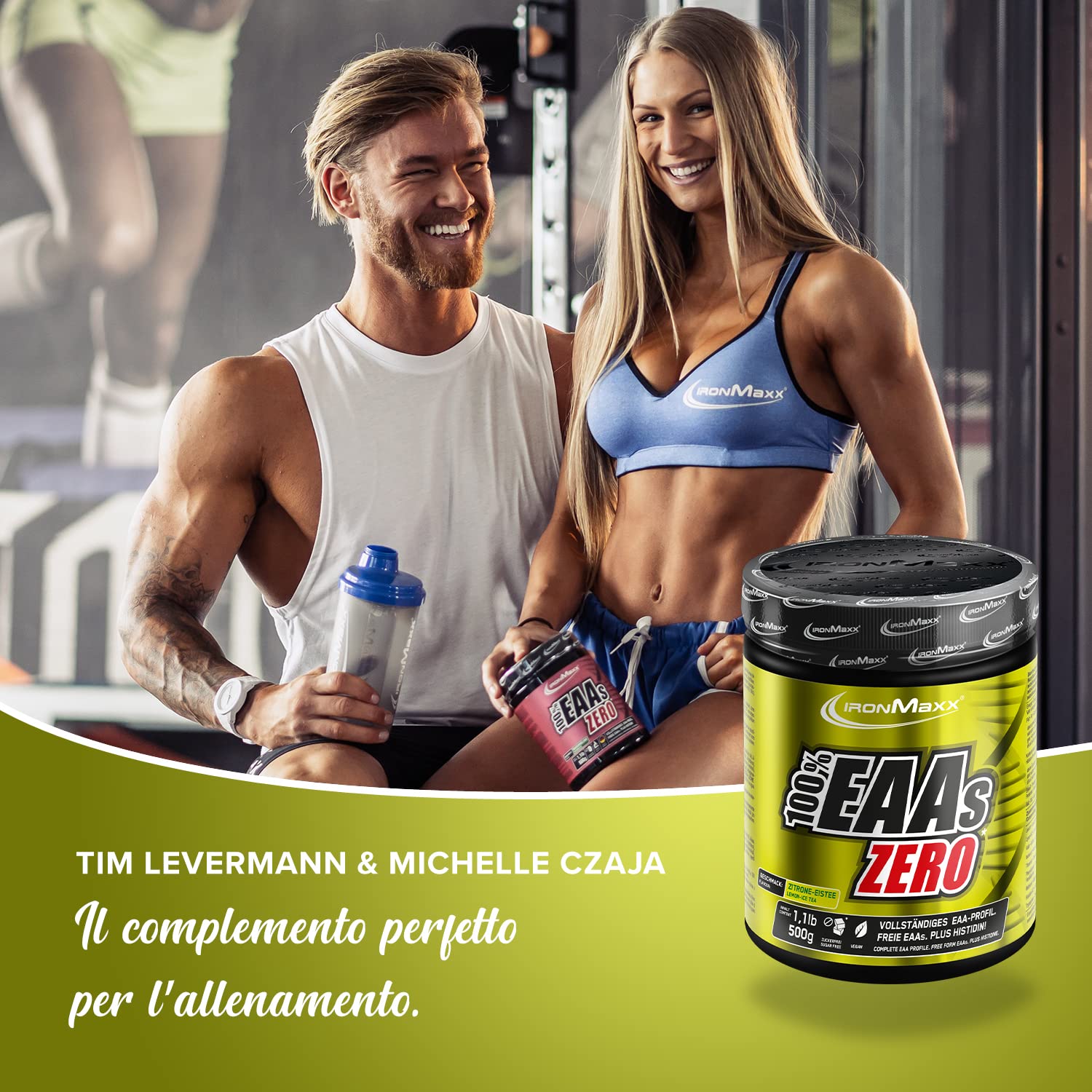 IronMaxx 100% EAAs Zero - Aminoacidi in polvere- integratore a base degli 8 aminoacidi essenziali con alto contenuto di BCAA- vegano- senza zuccheri- gusto: Tè Freddo Al Limone- Alta Dose- 500g