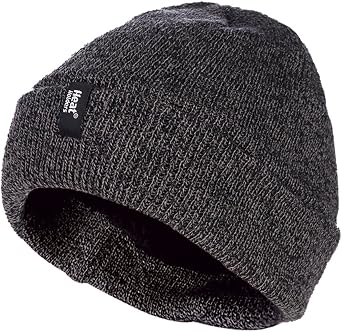HEAT HOLDERS - Mens Fleece Lined Thermal Turn Over Cuff Winter Hat One Size