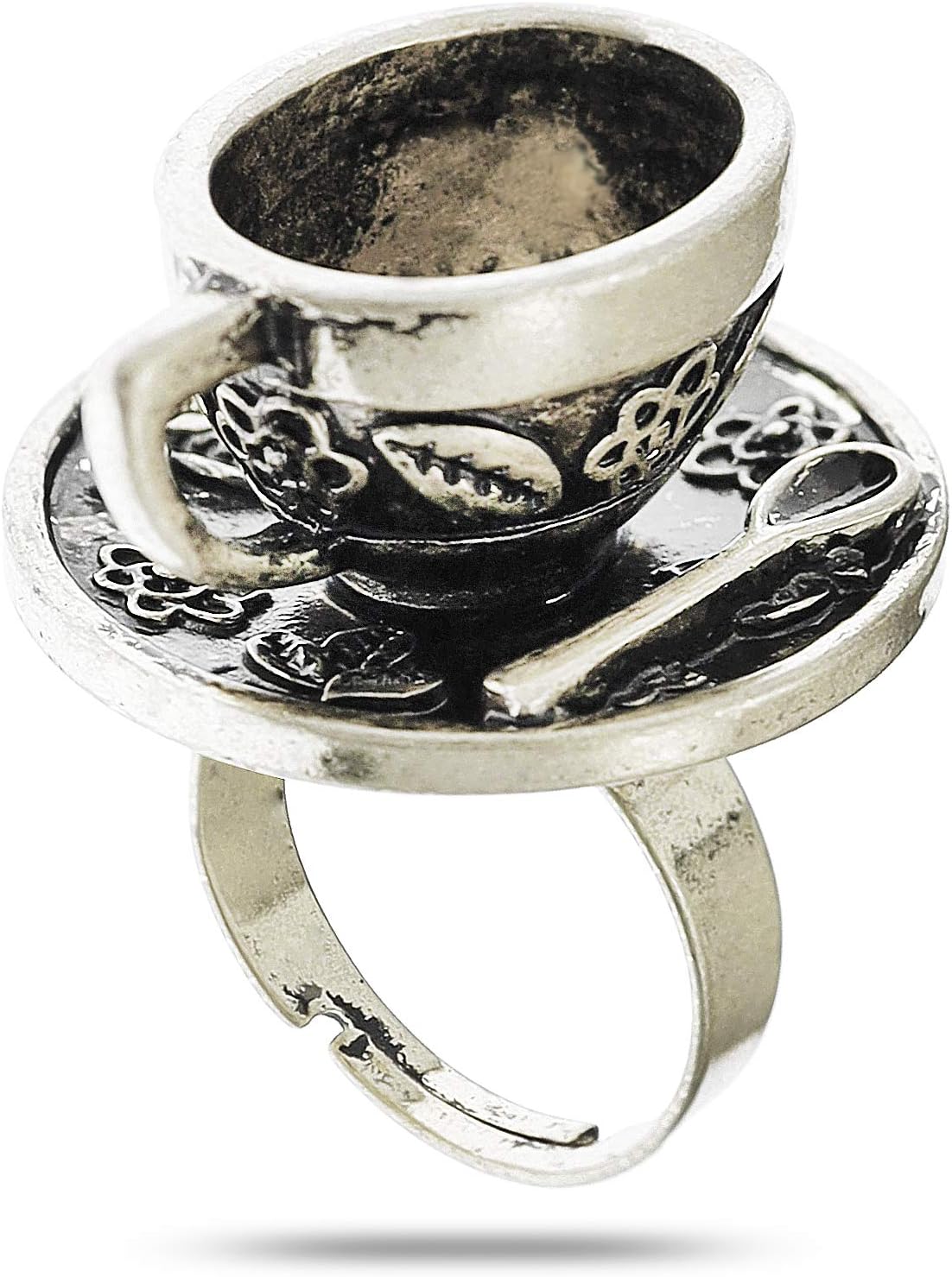 Vintage Fairytale 3D Tea Cup Saucer Ring Party Fairy Tale Hatter Wonderland Cosplay Fancy Dress