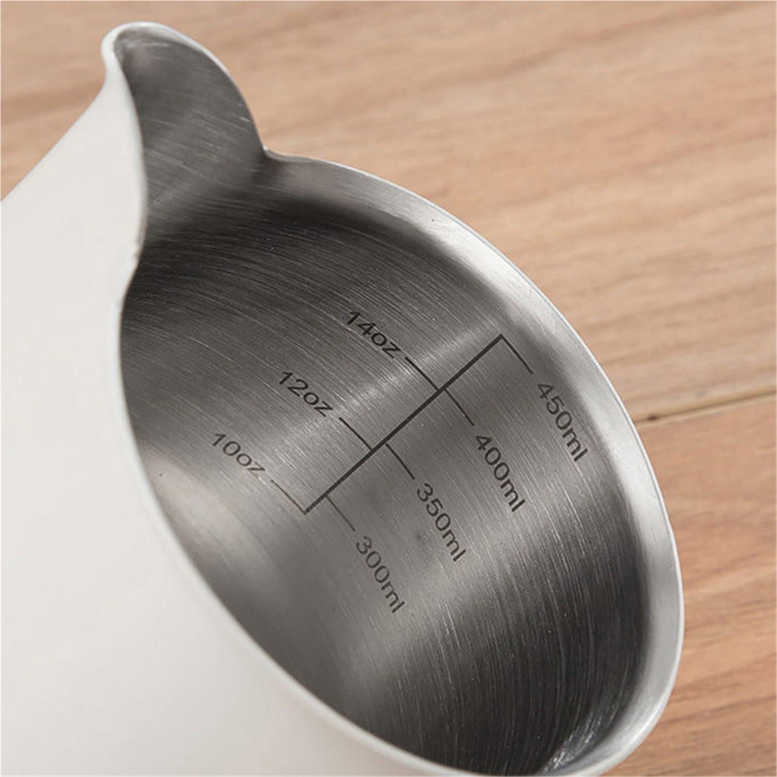 2 Stück Edelstahl-Milchaufschäumkrug mit langem, abgerundetem Auslauf, Latte-Art-Krug, Milchkännchen, Milchaufschäumer, Barista-Milchdampfkrug(Silver,350ml)