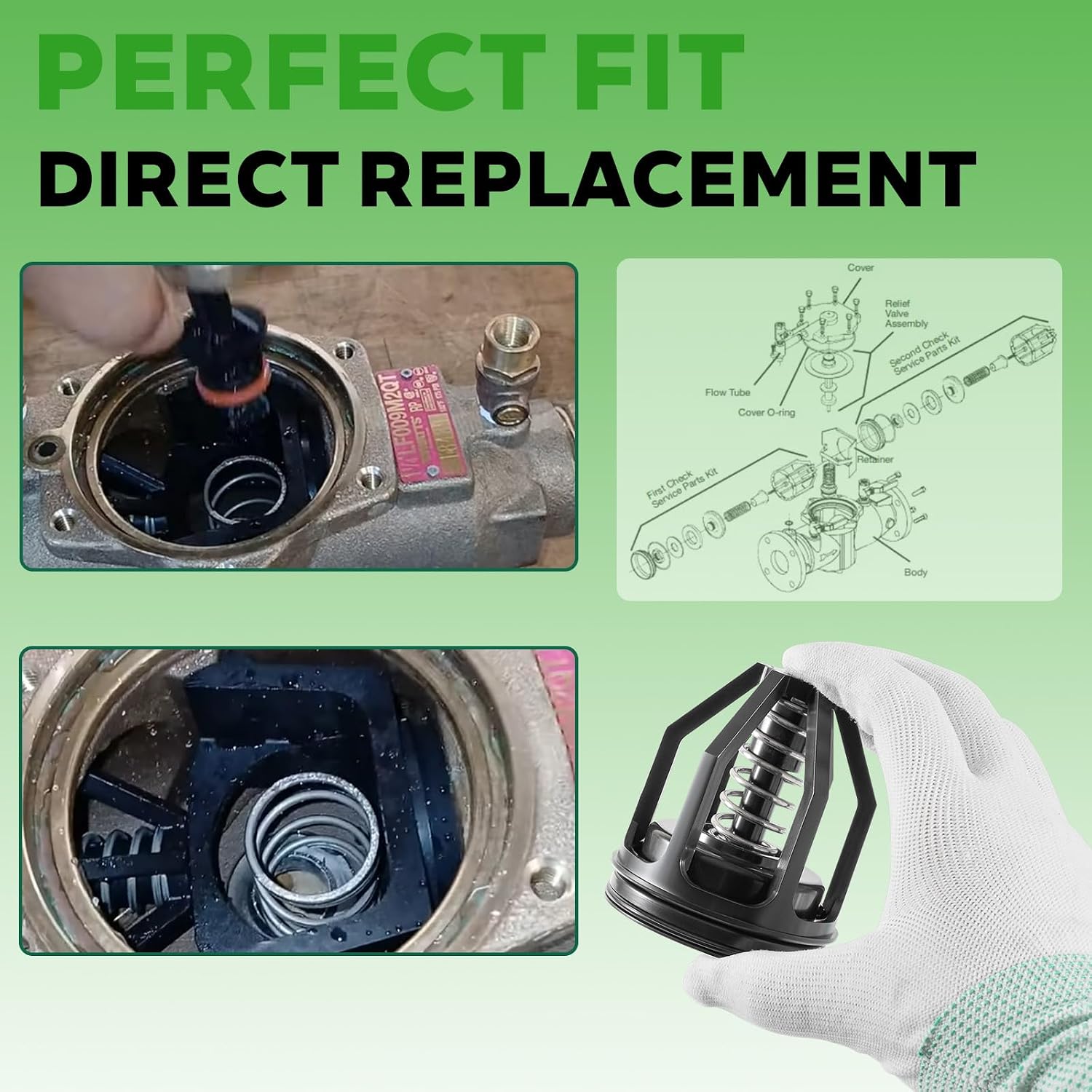 1-1/4" - 1-1/2" All-in-One Pipe Repair Kit | Includes Total Relief Valve + Dual Check Valve Repair Components + Retainer 0887794 887794 RK 009M2-T LF009M2-QT