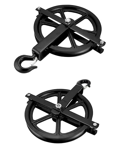 Miniatura 4 de QWORK Ruedas de andamio, polea de elevación de aluminio de 12 pulgadas, polea de gancho de escalera de 1000 libras, polea de alzamiento de andamio