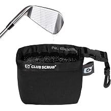 Club Scrub Golf Club and Golf Ball Cleaning Bag, Waterproof Clean Face Technology Liner, Detachable Clip, Machine Washable, Cleans Club Grooves, Dry Exterior (Neoprene or Microfiber Option Available)