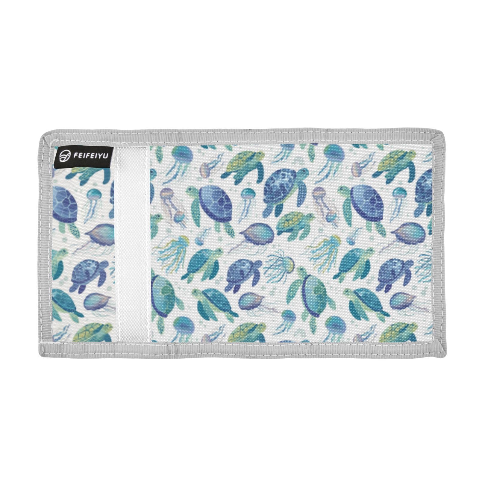 Wusikd Sea Turtle Kids Wallet for Boys Girls Jellyfish Toddler Trifold Wallet Novelty Wallet for Teens Women Men