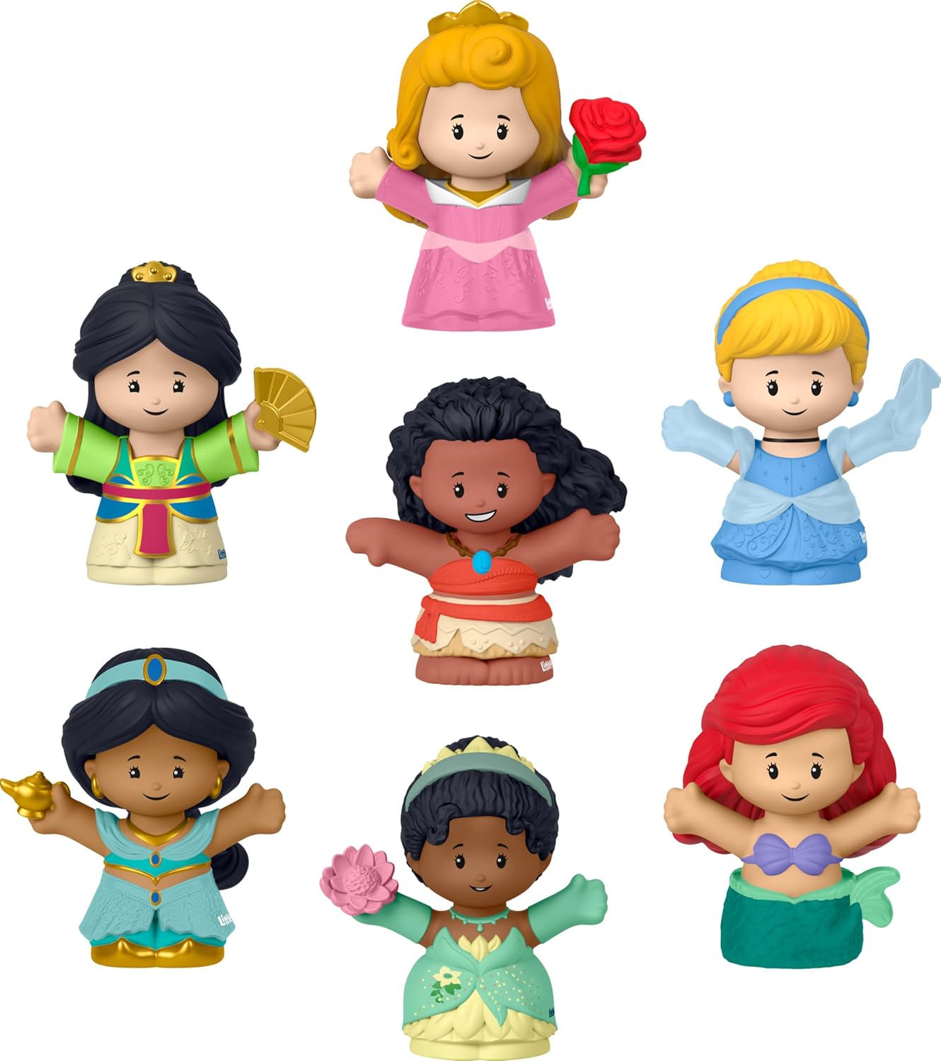 Fisher-Price Little People Disney Princess Toys, Set of 7 Character Figures for Toddler and Preschool Pretend Play
