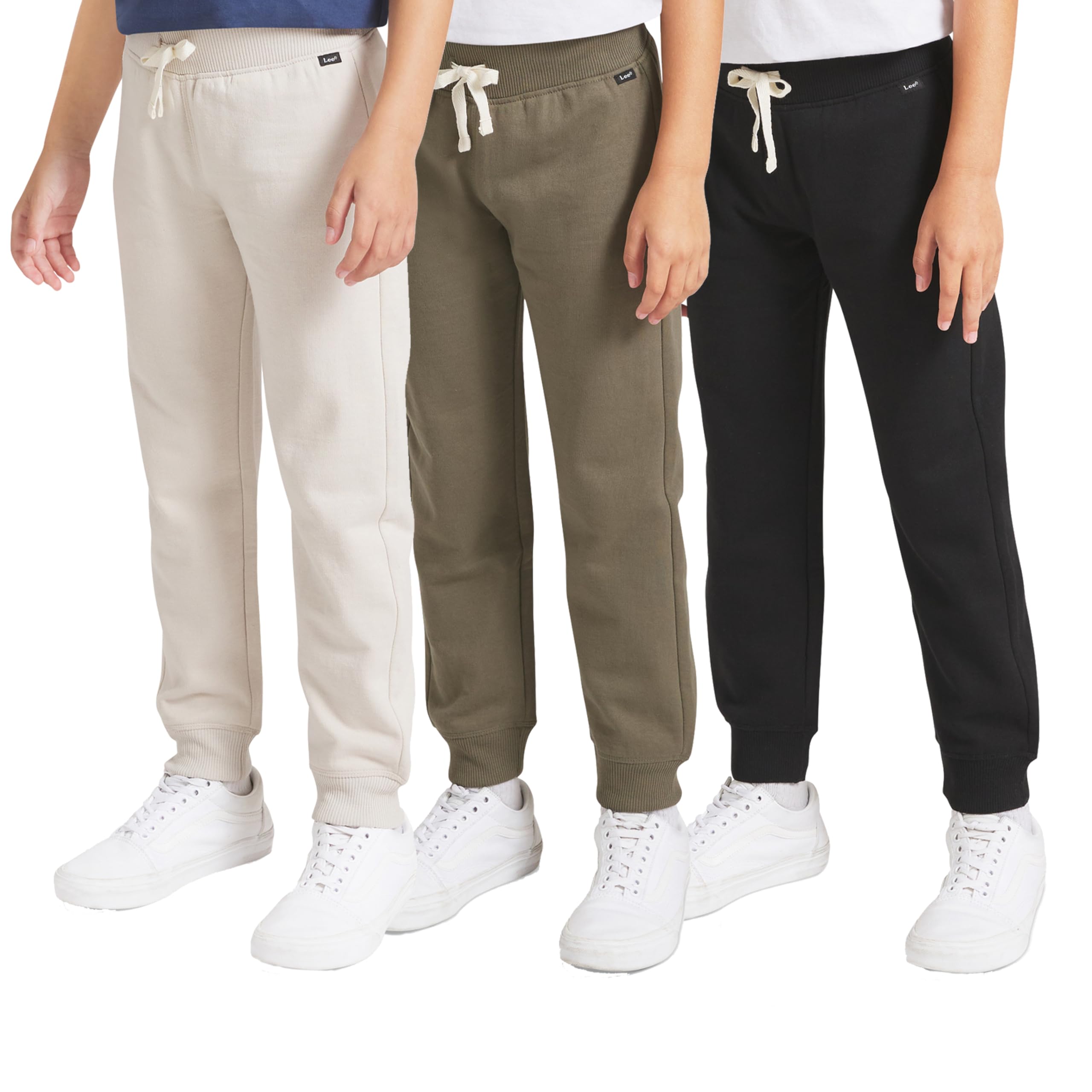 Lee Boys' 3 Pack Variety Midweight Super Soft Fleece Lined Stretchable Jogger Pants