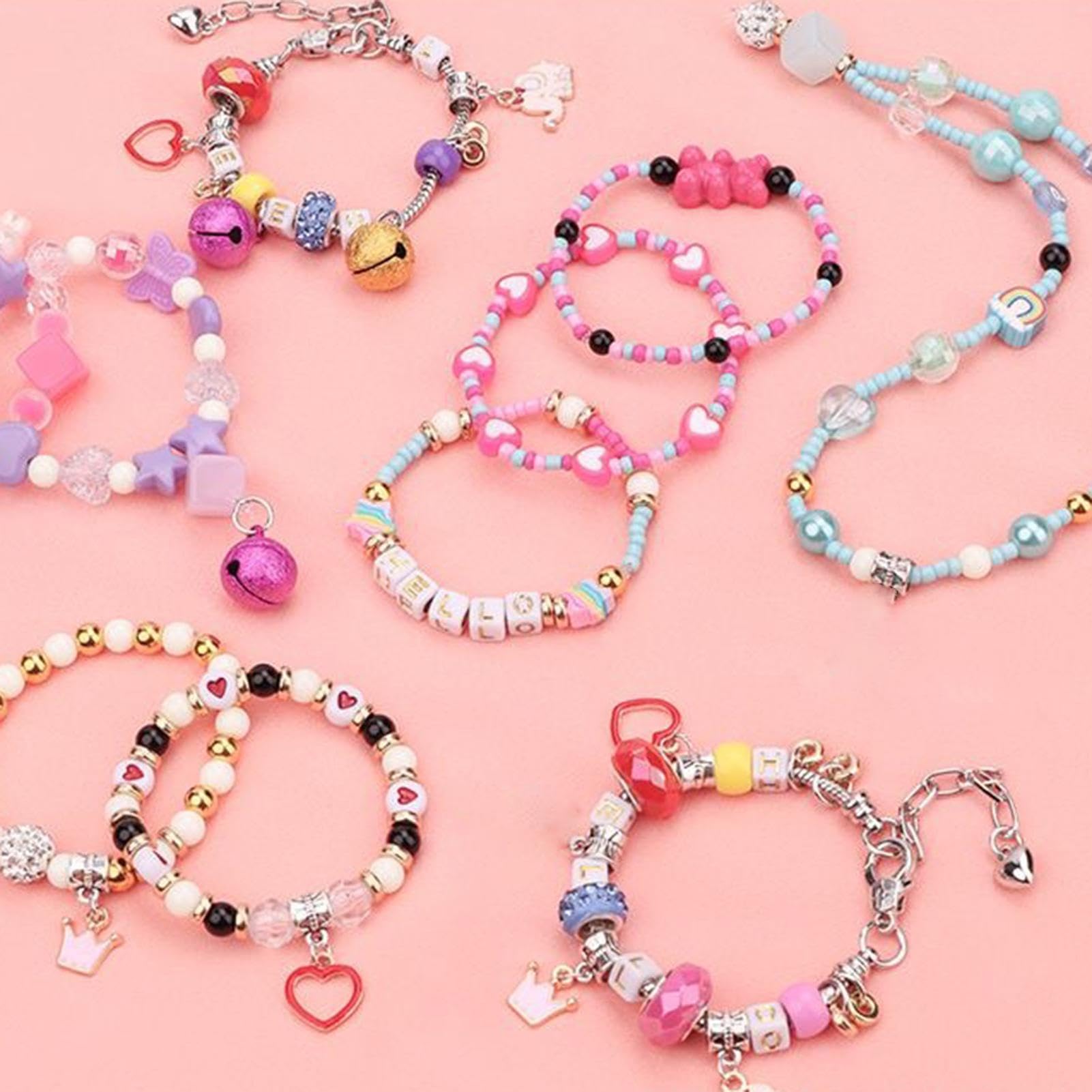 Kits de fabricación de pulseras para niñas, kit de fabricación de joyas | kit de fabricación de joyas para niños, de joyería del tesoro con pulsera, cuentas, esmalte de uñas para niñas de 5 a 12