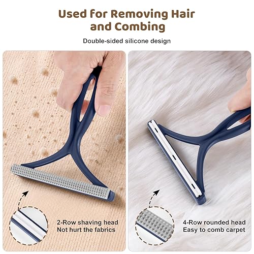 Miniatura 3 de Cepillo de aseo para perros, cepillo deslizante para mascotas con rastrillo de capa interior, peine de pelo anudado desenredante, peines de