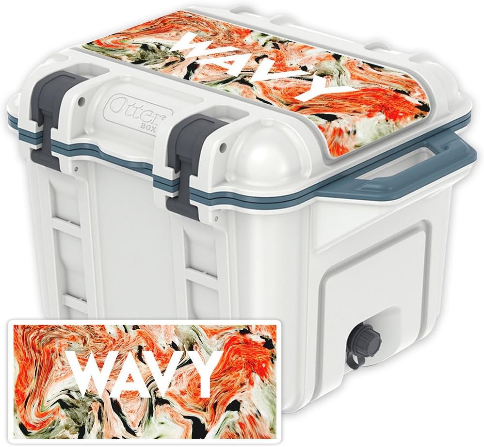 MightySkins (Cooler Not Included) Skin Compatible with OtterBox Venture 25 qt Cooler Lid - Wavy | Protective, Durable, and Unique Vinyl Decal wrap Cover | Easy to Apply | Made in The USA