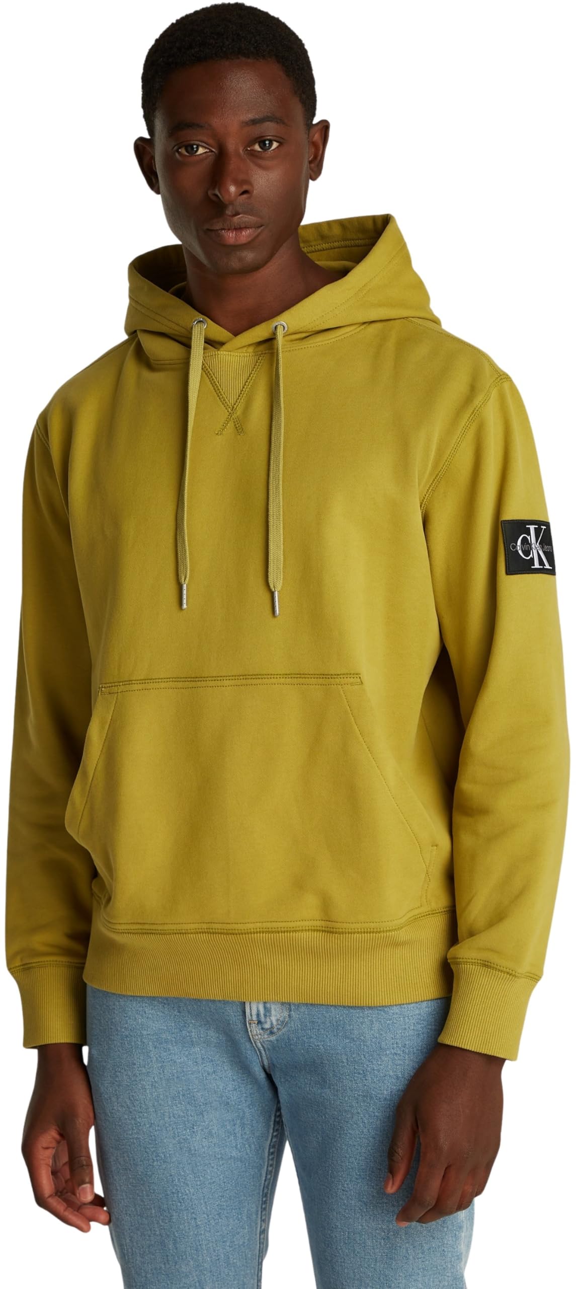 Calvin Klein Men’s Badge Hoodie, Green (Willow), XXL