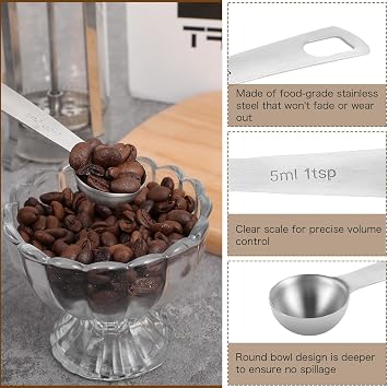 Yuanchu 3 Pcs Measuring Spoons, 1 Teaspoon(5 mL | 5 cc | 1/3 Tablespoon), Stainless Steel Measuring Spoon Sliver Measure Scoop Narrow Long Handle Design for Spice Jar Ground Coffee Beans Tea