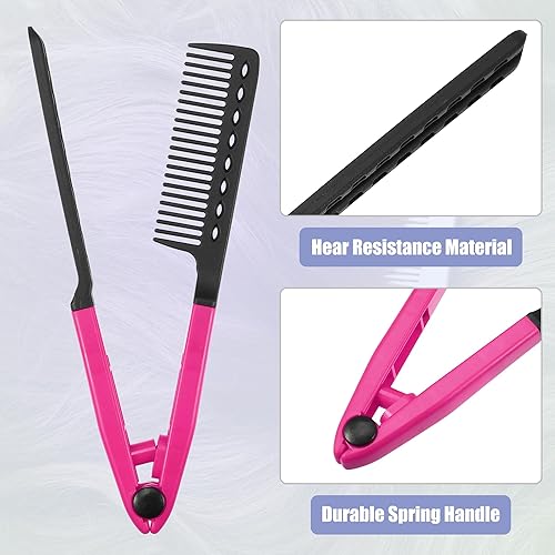 Miniatura 2 de VOCOSTE Peine para alisar el cabello, resistente al calor, peine para alisar el cabello, ABS, rojo