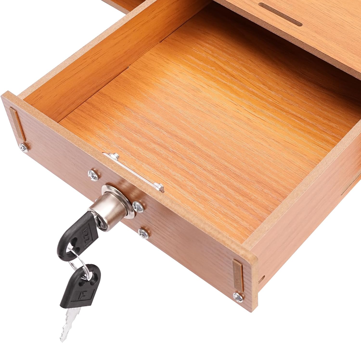 Monitor Stand w/3 Storage Drawers,Computer Arm Riser Desk Storage Organizer,Speaker TV Laptop Printer Stand w/Cable Management-Guardrail for Office Home Study