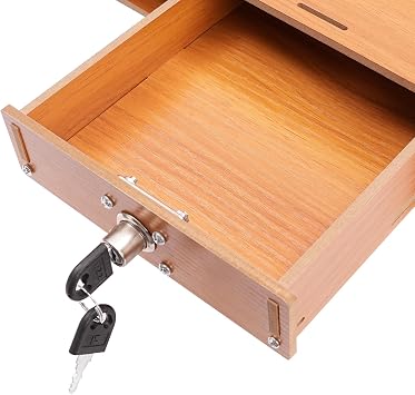 Wood Monitor Stand With 3 Drawers Screen Stand For Monitor Computer Monitor Riser With Key And Handle,For Storing Computer Monitors, Files, And Laptops,Office Supplies,48 * 20 * 13.5cm 
