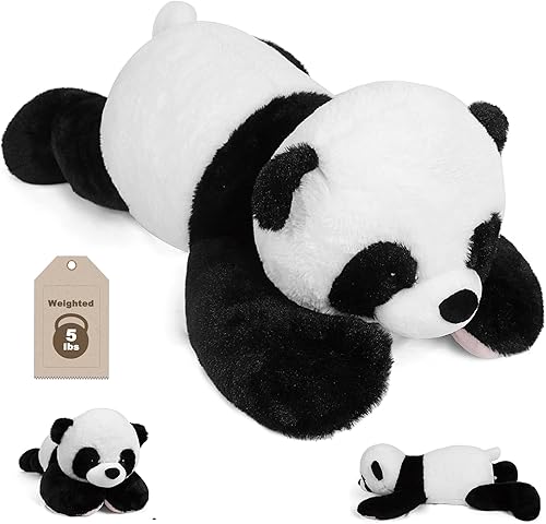 Miniatura 1 de JellyMallow Animales de peluche con peso de 24 pulgadas, 5 libras, lindo panda con peso, almohada gigante de peluche para niños y adultos