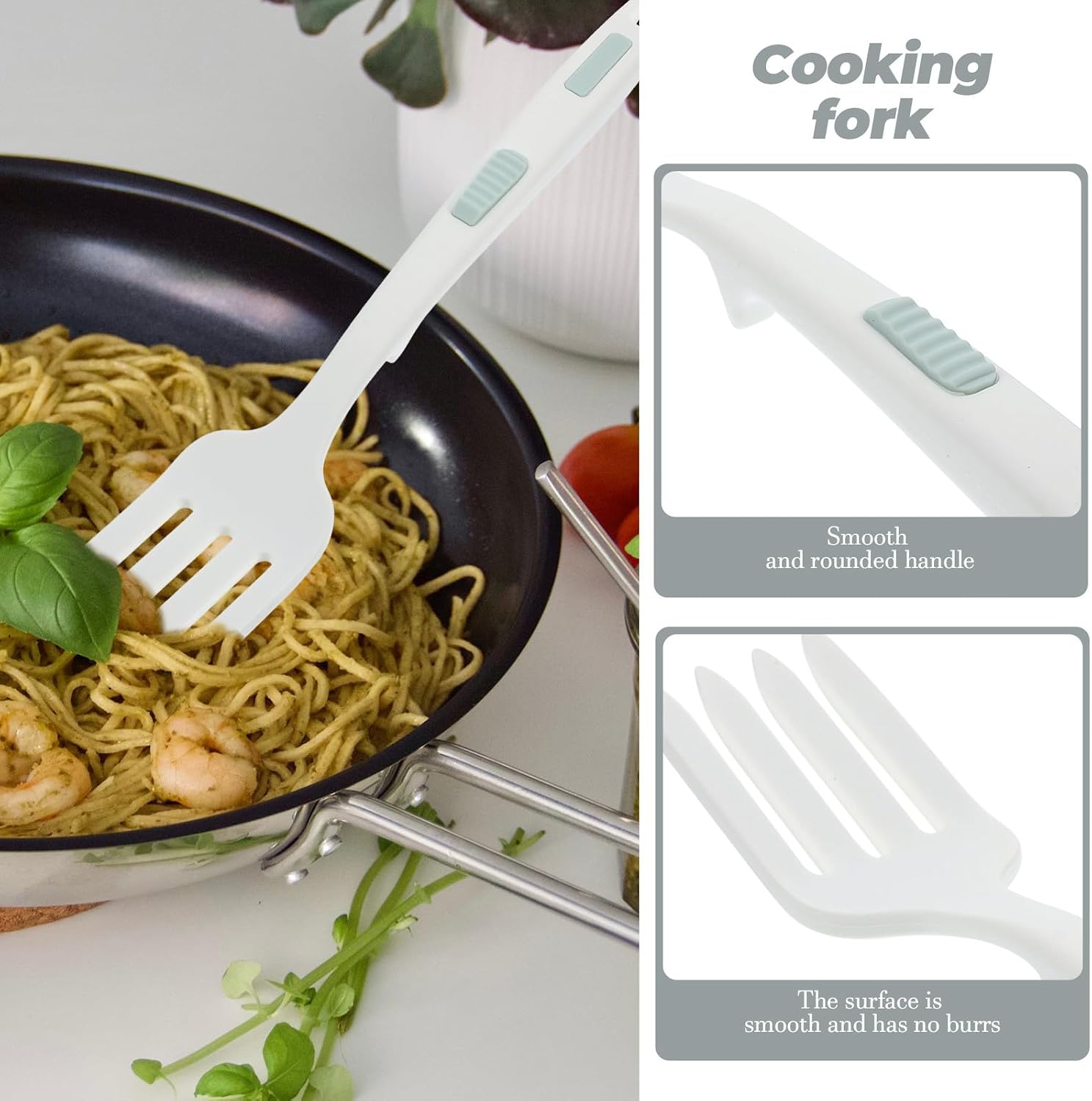 Silicone Pasta Fork with Comfortable Grip and Anti-slip Surface