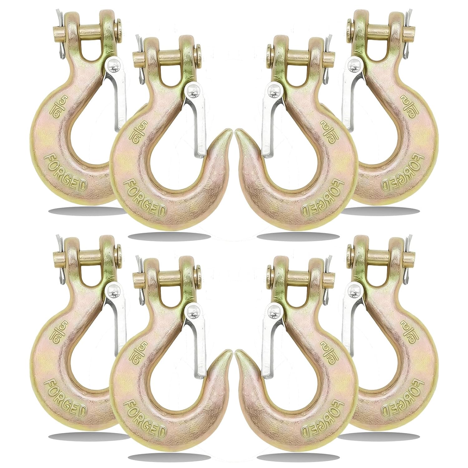 1/2 Inch Clevis Slip Hook with Safety Latch, 4 Pack Heavy Duty Chain Hooks for 1/2" Trailer Safety Chain, Forged Steel G70 Clevis Hook for Trailer Truck Winch Tow, 22,000 Lbs. Capacity.