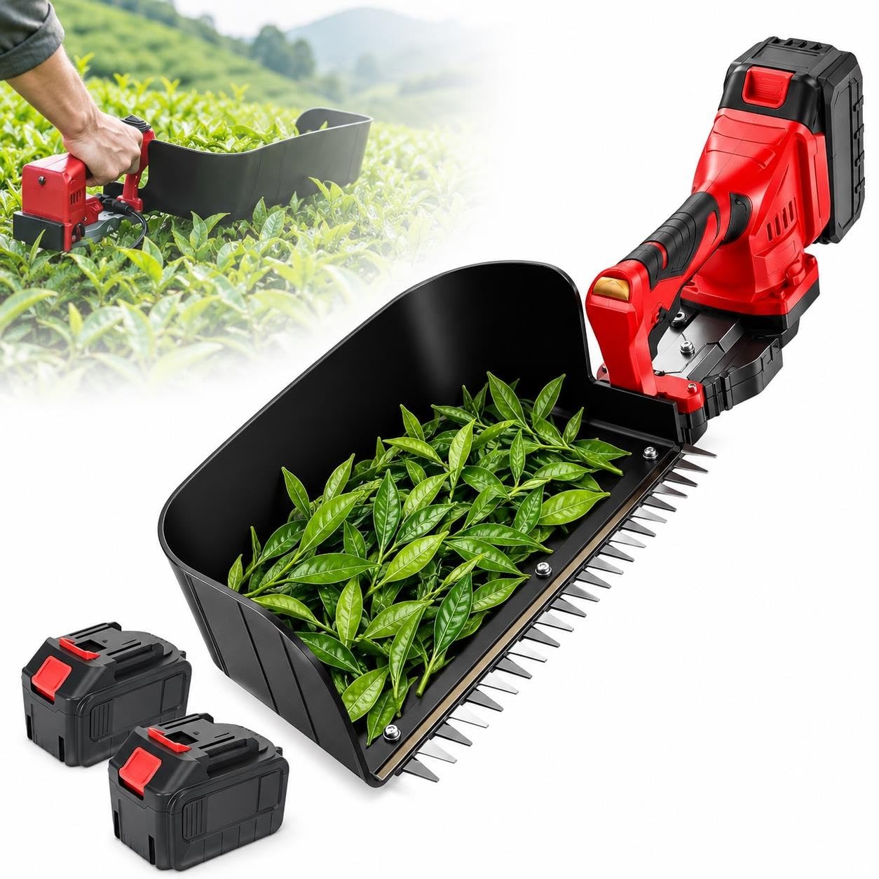 Máquina Recolectora De Té Portátil, Cosechadora De Té con Batería Dual
