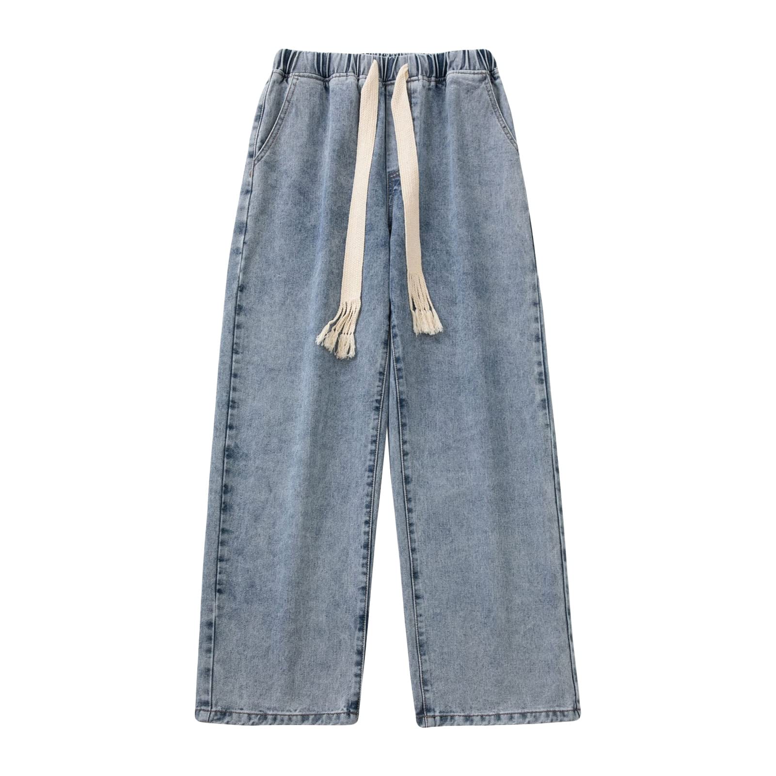 Jean large à cordon de serrage hommes pantalon denim décontracté ample