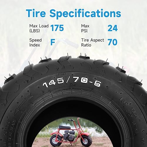 Miniatura 6 de Neumáticos 14570-6 145 70-6 sin cámara compatibles con Baja DB30 Coleman Mini Bike CT100U CC100X GMB100 Motovox MBX10 Monster Moto MMB80 99cc 100cc