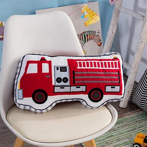 Brandream Almohada decorativa de algodón para niños, diseño de camión de bomberos, sofá, cama, sala de estar, dormitorio de niños