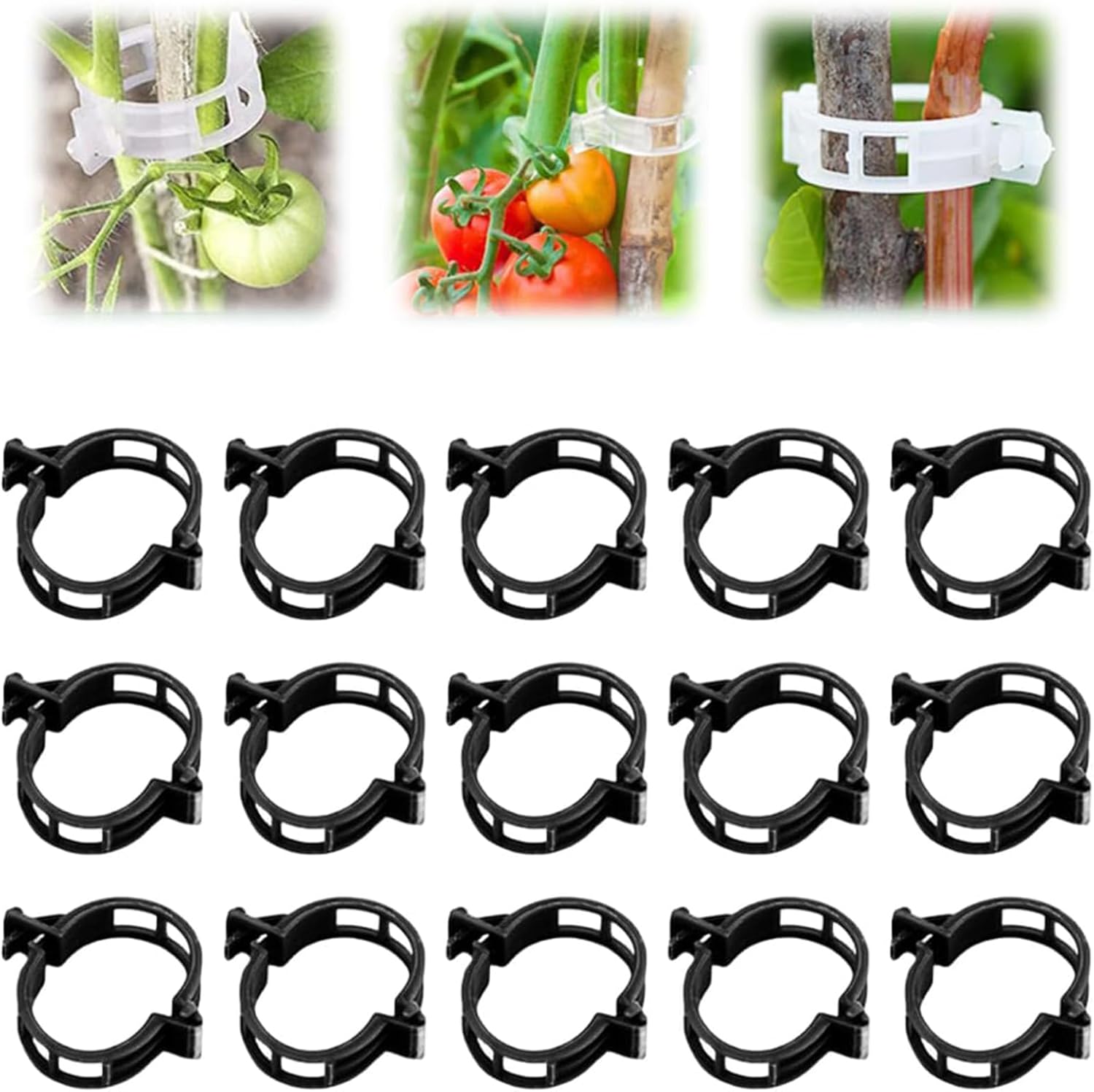 Tomato Clips for String Trellis Plant Support Clips Plastic Trellis Clips for Climbing Plants Grape Vine Vegetables Garden Clips Reusable Plant Fixing Clips (Black,200)