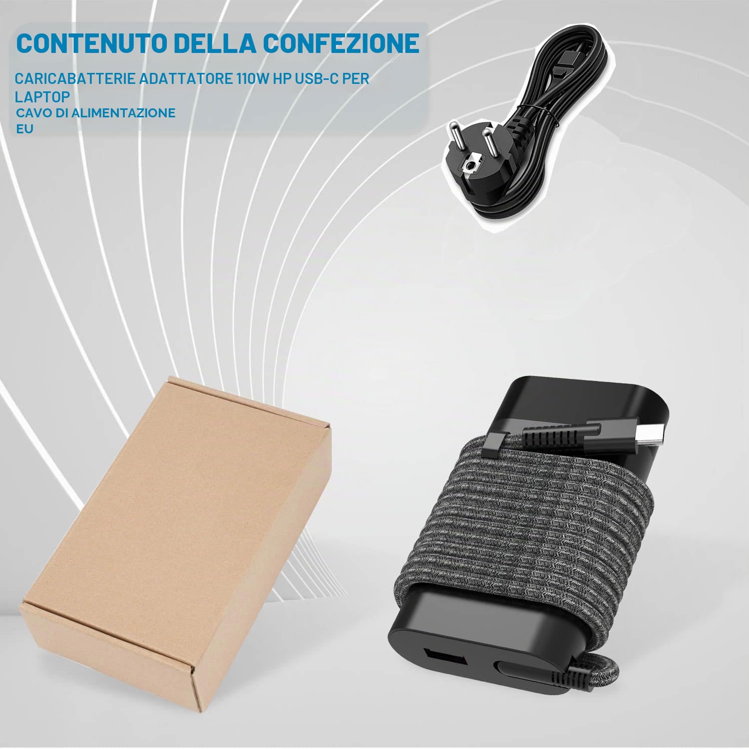Alimentatore USB C da 110 W per HP M52950-001 M52946-003 M52946-001 TPN-CA24 TPN-DA24 HP Elite Dragonfly G3 ZBook Firefly 16 G9 G10 EliteBook 860 865 G9 G10 Adattatore di alimentazione