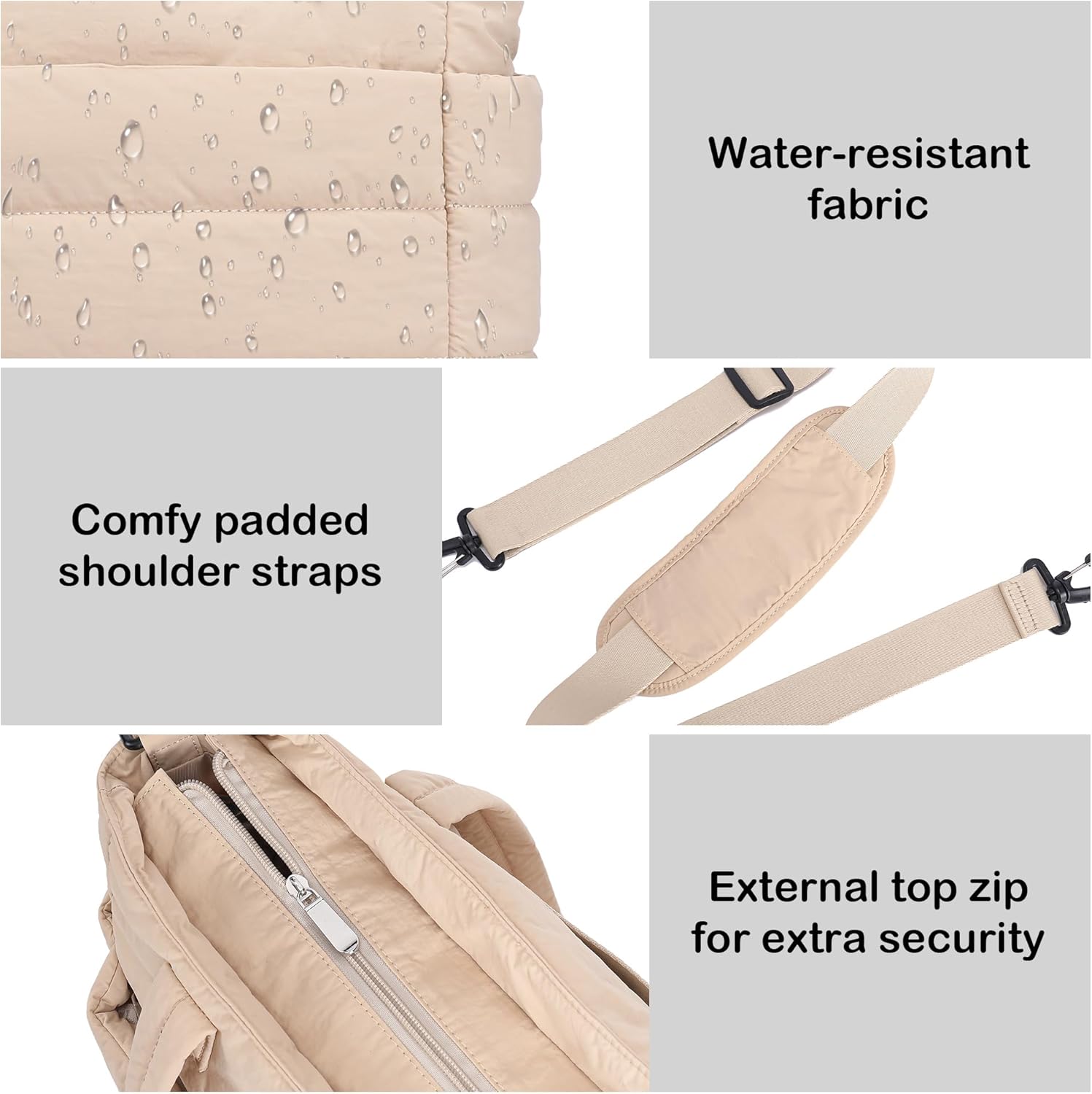 AOCINA Puffer Tote Bag for Women Work Nurse Bags Laptop Purse Lightweight Quilted Crossbody Shoulder Handbags Travel School - Image 4