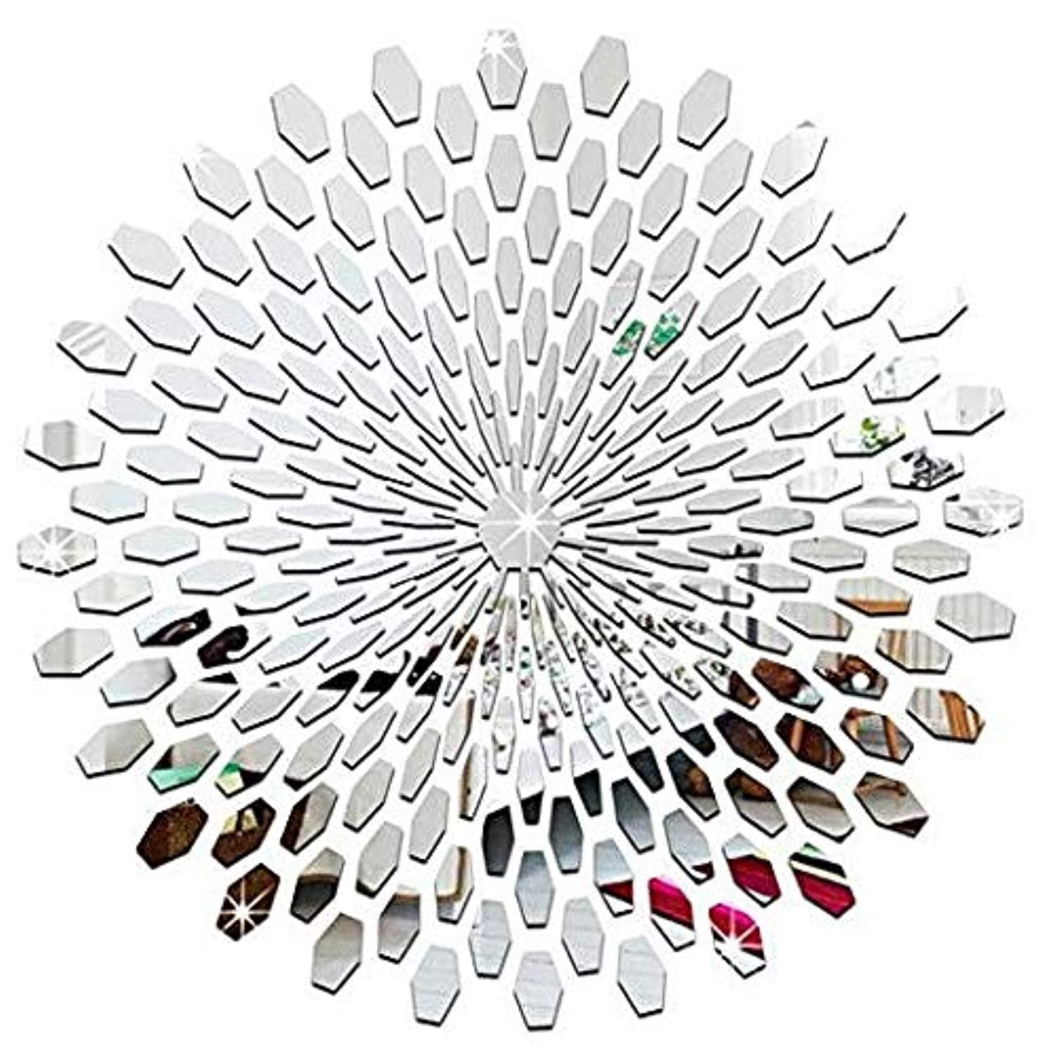 3D Sun Stereo Acrylic Sunflower Round Mural DIY Mirror Effect Wall Stickers for Home Room Decal Living Room Office Decoration Minimalist Style (Silver)