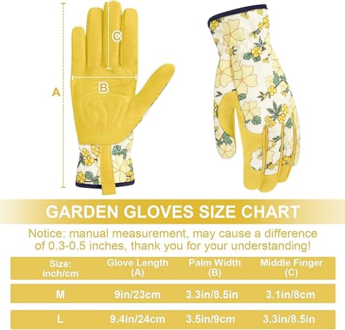 Miniatura 6 de Guantes de trabajo de jardinería para mujer, guantes de cuero para jardín, a prueba de espinas, sin puñaladas para excavar, plantar, podar